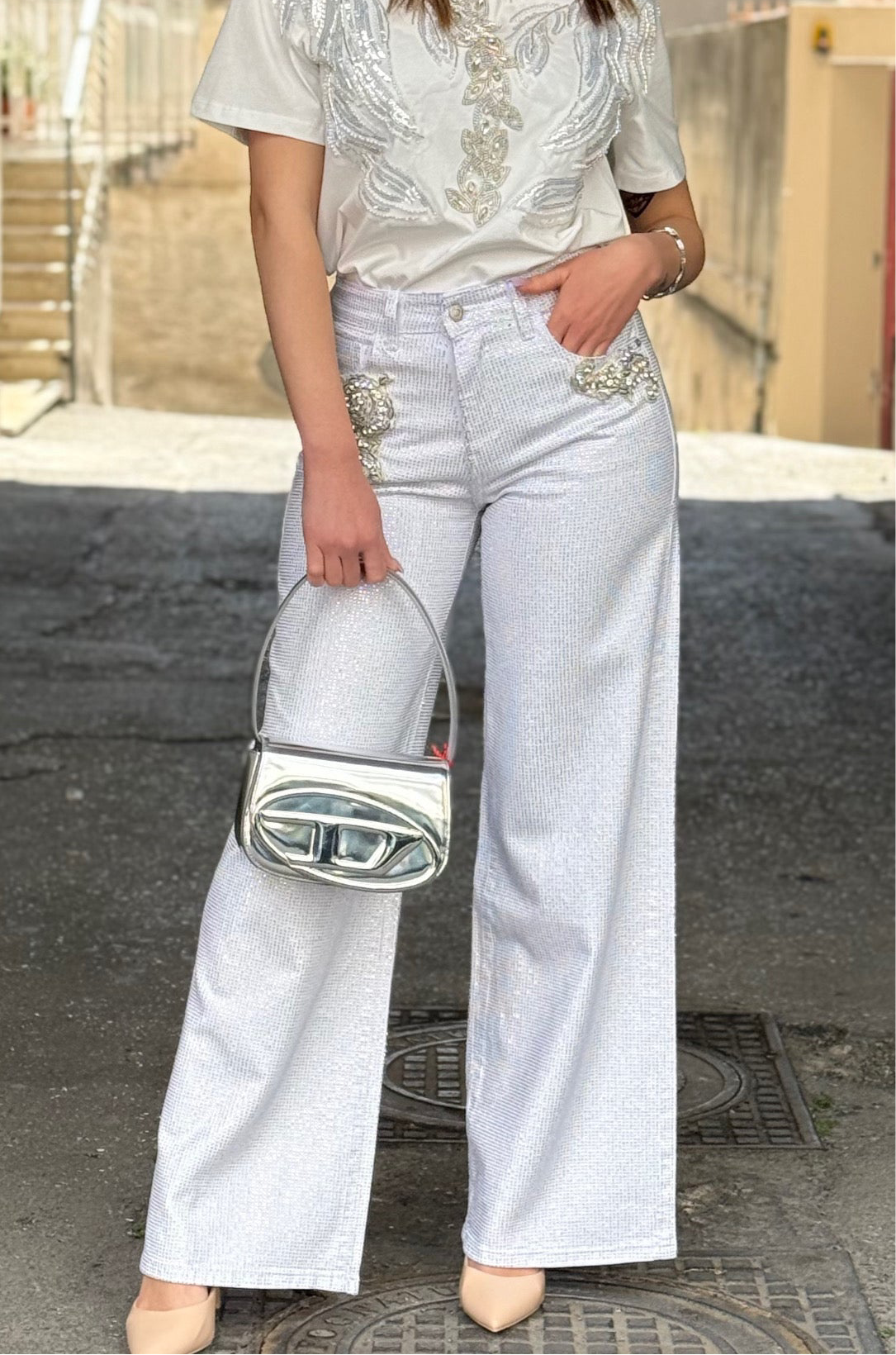 Pantalone SPAZIO22 JEAQNS WHITE