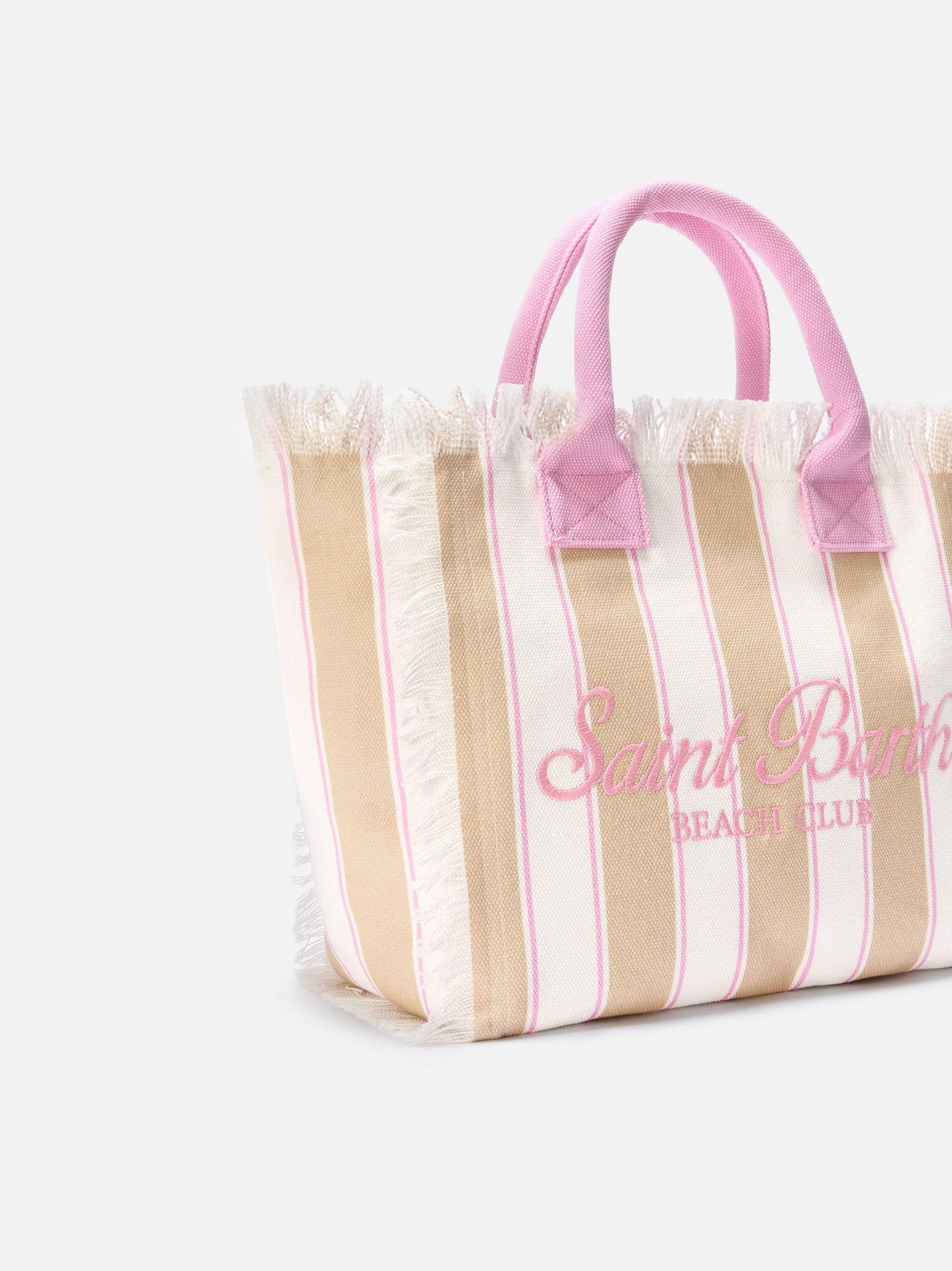 Borsa SAINT BARTH -VANITY rigata rosa/beige-
