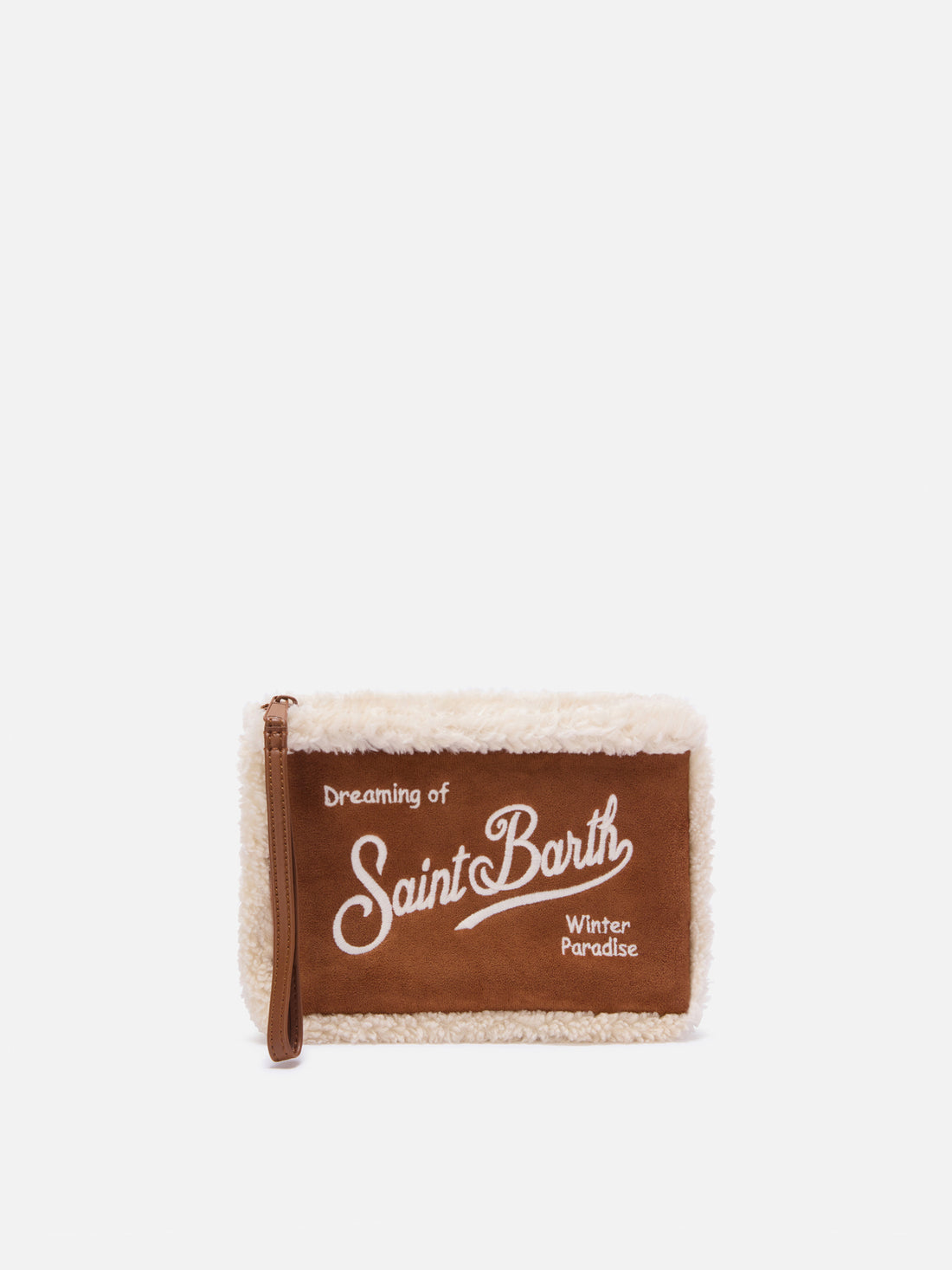 Pochette SAINT BARTH -ALINE SHEARLING TEDDY/ biscotto-