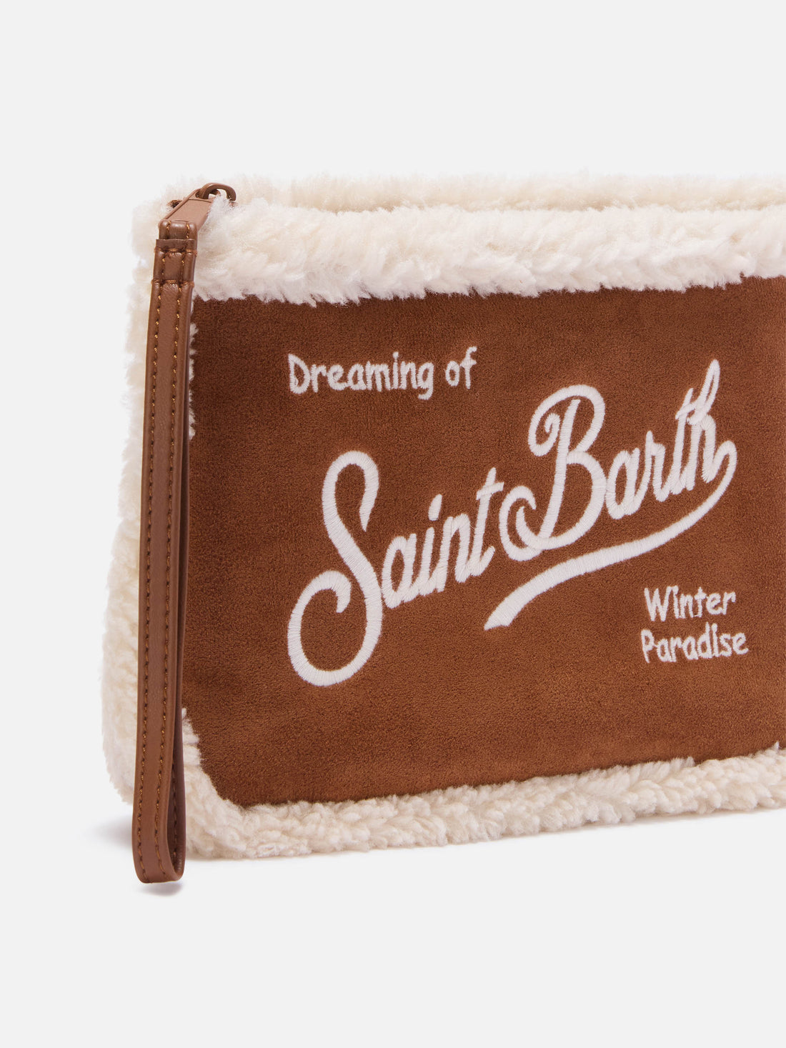 Pochette SAINT BARTH -ALINE SHEARLING TEDDY/ biscotto-